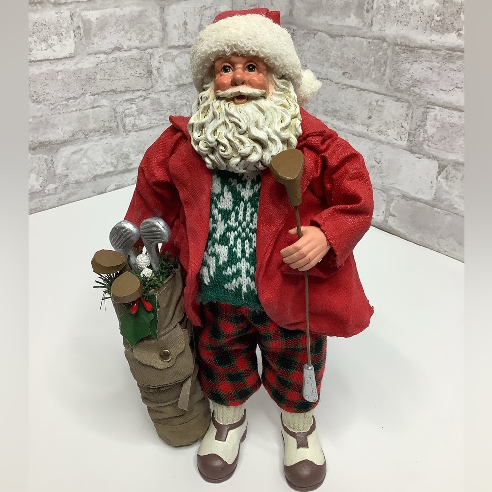 Vintage Santa Golfing Santa Clause Figurine Christmas Decor 12” Collectible Rare
